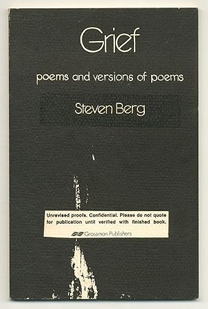 Immagine del venditore per Grief: Poems and Versions of Poems venduto da Between the Covers-Rare Books, Inc. ABAA