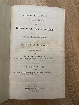 Immagine del venditore per Behandlung der Krankheiten des Menschen. Erster Band, enhlt: I. Fieber - II: Entzndungen - III. Acute Exantheme IV. Chronische Hautauschlge venduto da PlanetderBuecher