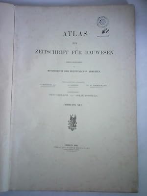 Bild des Verkufers fr Atlas zur Zeitschrift fr Bauwesen - Jahrgang XLV, 1895 zum Verkauf von Celler Versandantiquariat