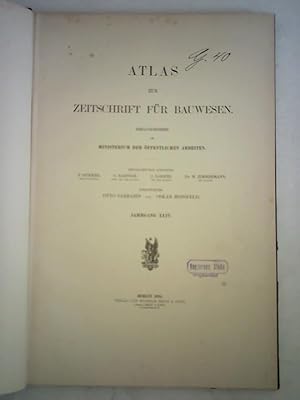 Bild des Verkufers fr Atlas zur Zeitschrift fr Bauwesen - Jahrgang XLIV, 1894 zum Verkauf von Celler Versandantiquariat