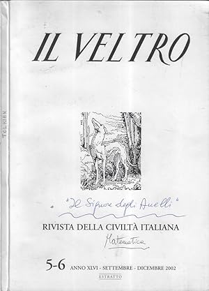 Bild des Verkufers fr Il veltro anno 2002 n. 5-6 estratto Rivista della civilt italiana zum Verkauf von Biblioteca di Babele