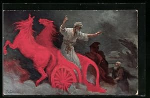 Bild des Verkufers fr Ansichtskarte Die heilige Schrift, Elias fhrt im feurigen Wagen gen Himmel zum Verkauf von Bartko-Reher