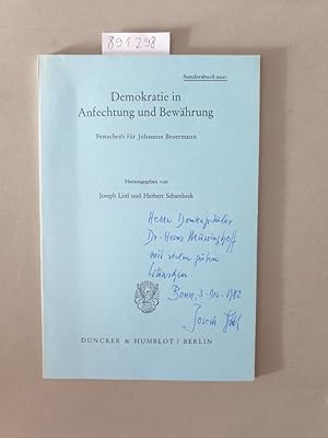 Bild des Verkufers fr Sonderdruck aus: Demokratie in Anfechtung und Bewhrung. Festschrift fr Johannes Broermann : zum Verkauf von Versand-Antiquariat Konrad von Agris e.K.