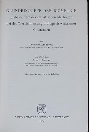 Bild des Verkufers fr GRUNDBEGRIFFE DER BIOMETRIE. insbesondere der statistischen Methoden bei der Wertbemessung biologisch wirksamer Substanzen zum Verkauf von Antiquariat Bookfarm