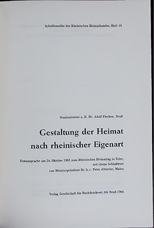 Seller image for Gestaltung der Heimat nach rheinischer Eigenart. Schriftenreihe des Rheinischen Heimathundes, Heft 19 for sale by Antiquariat Bookfarm