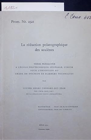 Bild des Verkufers fr La rduction polarographique des azulnes. Prom. Nr. 2321 zum Verkauf von Antiquariat Bookfarm