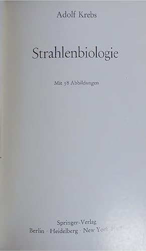 Seller image for Strahlenbiologie. for sale by Antiquariat Bookfarm