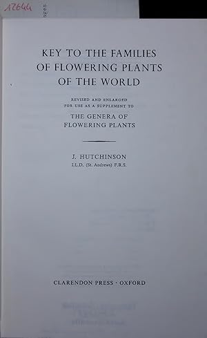 Imagen del vendedor de KEY TO THE FAMILIES OF FLOWERING PLANTS OF THE WORLD. a la venta por Antiquariat Bookfarm