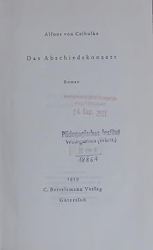 Seller image for Das Abschiedskonzert. for sale by Antiquariat Bookfarm