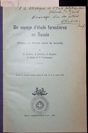 Imagen del vendedor de Un voyage d tude forestires en Savoie. Extrait du Journal forestier suisse, N 8/9, 10 et 11, anne 1931 a la venta por Antiquariat Bookfarm