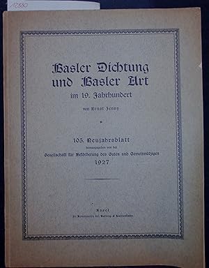 Bild des Verkufers fr Basler Dichtung und Basel Art im 19. Jahrhundert. 105. Neujahrsblatt zum Verkauf von Antiquariat Bookfarm