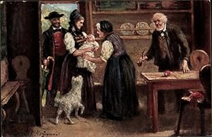 Künstler Ansichtskarte / Postkarte Familienbild, Deutsche Tracht, Großeltern, Enkelkind - Primus ...