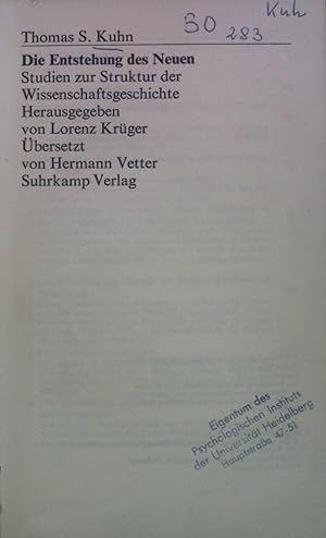 Seller image for Die Entstehung des Neuen : Studien zur Struktur der Wissenschaftsgeschichte. for sale by books4less (Versandantiquariat Petra Gros GmbH & Co. KG)