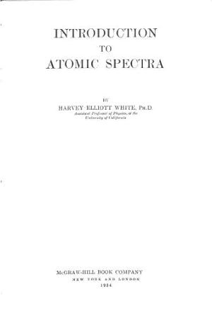 Bild des Verkufers fr Introduction to Atomic Spectra zum Verkauf von WeBuyBooks