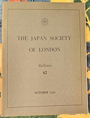 Imagen del vendedor de The Japan Society Of London Bulletin 62, October 1970 a la venta por Shore Books