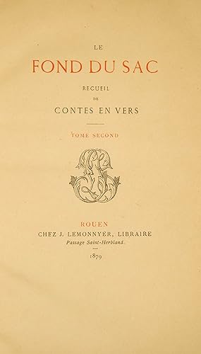 Imagen del vendedor de Le Fond du Sac. Recueil de contes en vers. Reli avec: BRETIN, (Claude): Contes. Ens. 2 volumes. a la venta por Harteveld Rare Books Ltd.