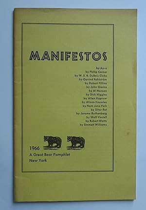 Seller image for Manifestos. New York, A Great Bear Pamphlet. for sale by Roe and Moore