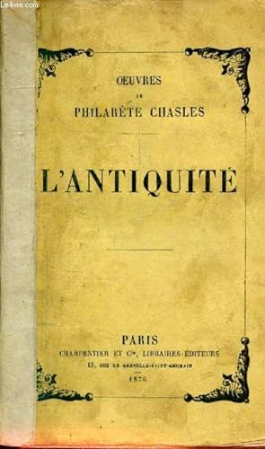 Bild des Verkufers fr L'antiquit. zum Verkauf von Le-Livre