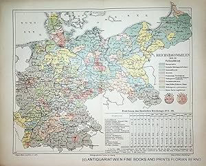 DEUTSCHES REICH, Landkarte zu den Reichstagswahlen 1893-98