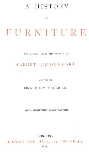 Bild des Verkufers fr A History of Furniture zum Verkauf von WeBuyBooks