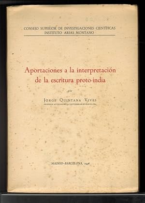 Seller image for Aportaciones a la interpretacin de la escritura proto-india for sale by La Librera, Iberoamerikan. Buchhandlung