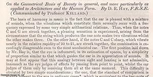 Immagine del venditore per The Geometrical Basis of Beauty in general, & more particularly as applied to Architecture & the Human Form. An uncommon original article from the British Association for the Advancement of Science Report, 1850. venduto da Cosmo Books