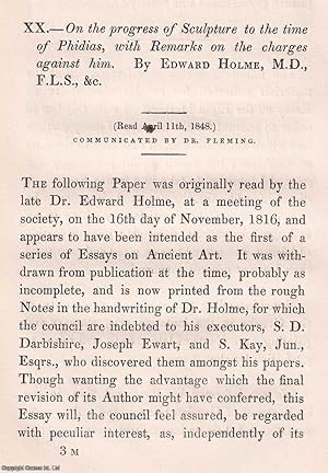 Bild des Verkufers fr 1848: On the progress of Sculpture to the time of Phidias, with Remarks on the charges against him. An original article from the Memoirs of the Literary and Philosophical Society of Manchester, 1848. zum Verkauf von Cosmo Books