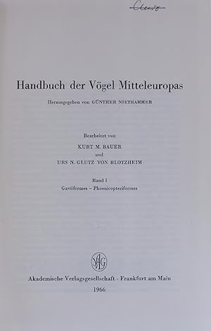 Bild des Verkufers fr Handbuch der Vgel Mitteleuropas. Band 1: Gaviiformes - Phoenicopteriformes zum Verkauf von Antiquariat Bookfarm