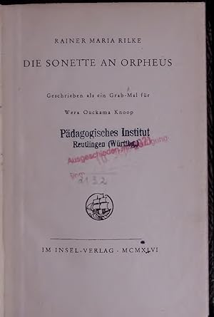 Bild des Verkäufers für DIE SONETTE AN ORPHEUS. zum Verkauf von Antiquariat Bookfarm