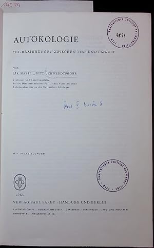 Imagen del vendedor de AUTOKOLOGIE. DIE BEZIEHUNGEN ZWISCHEN TIER UND UMWELT a la venta por Antiquariat Bookfarm