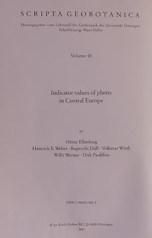 Bild des Verkufers fr Indicator values of plants in Central Europe. Volume 18 zum Verkauf von Antiquariat Bookfarm