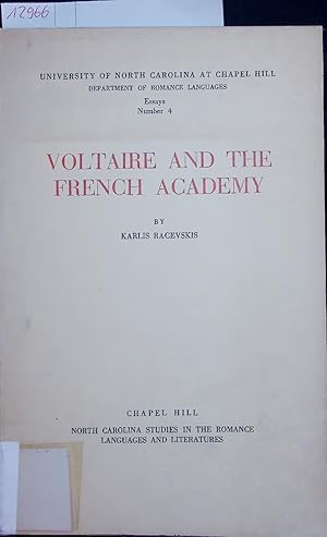 Immagine del venditore per VOLTAIRE AND THE FRENCH ACADEMY. Essays Number 4 venduto da Antiquariat Bookfarm