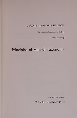 Seller image for Principles of Animal Taxonomy. for sale by Antiquariat Bookfarm