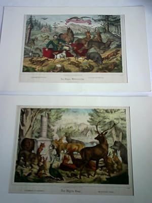 Des Jägers Grab / Des Jägers Wiedererwachen. Zusammen 2 Chromolithographien