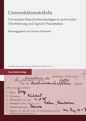 Imagen del vendedor de Universittsmatrikeln a la venta por BuchWeltWeit Ludwig Meier e.K.