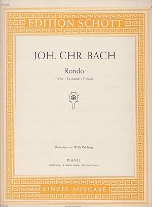 Bild des Verkufers fr Joh. Chr. Bach - Rondo F-Dur / Fa majeur / F major - Piano vierhndig -  quatre mains - for four hands. Edition Schott 08308 1/2. zum Verkauf von Fundus-Online GbR Borkert Schwarz Zerfa
