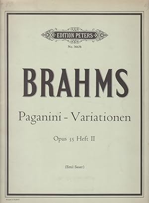Bild des Verkufers fr Brahms: Paganini - Variationen fr Klavier zu 2 Hnden Opus 35 Heft II ( Sauer ) . Nr. 3663b - Herausgegeben von Emil von Sauer. zum Verkauf von Fundus-Online GbR Borkert Schwarz Zerfa