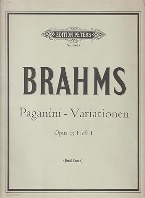 Bild des Verkufers fr Brahms: Paganini - Variationen fr Klavier zu 2 Hnden Opus 35 Heft I ( Sauer ) . Nr. 3663a - Herausgegeben von Emil von Sauer. zum Verkauf von Fundus-Online GbR Borkert Schwarz Zerfa