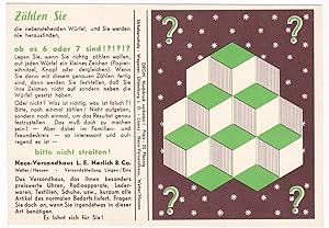 Bild des Verkufers fr AK PK Zhlen Sie Wrfel Rtsel Logik Mathematik DRGM Wegener NECO Versandhaus zum Verkauf von GAENSAN Versandantiquariat