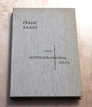 Bild des Verkufers fr Lyrik, Essays zum Verkauf von HESPERUS Buchhandlung & Antiquariat