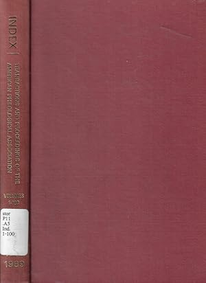 Bild des Verkufers fr Index of the transactions and proceedings of the Americam Philological Association Vol. 1-100 1870-1969 zum Verkauf von Biblioteca di Babele