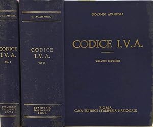 Imagen del vendedor de Codice I.V.A. Vol I-II Provvedimenti Generali sulla riforma tributaria- Normativa Comunitaria- Atti Parlamentari- Schemi dei decreti delegati- Pareri della commissione interparlamentare- Pareri del C.N.E.L. a la venta por Biblioteca di Babele