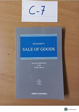 Immagine del venditore per Benjamin's Sales of Goods supplement of 9th Edition venduto da UK LAW BOOK SELLERS LTD