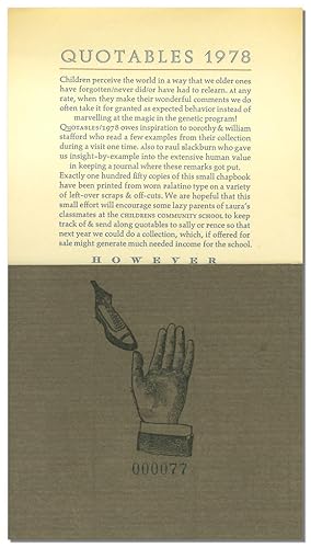 Seller image for QUOTABLES FROM 1978 FAITHFULLY RECORDED AND PUB LISHED . for sale by William Reese Company - Literature, ABAA