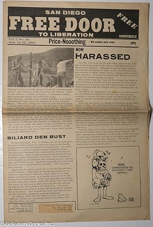 Bild des Verkufers fr San Diego Free Door to Liberation: vol. 1, #46, Feb. 12-25, 1970 zum Verkauf von Bolerium Books Inc.