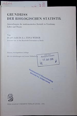 Bild des Verkufers fr GRUNDRISS DER BIOLOGISCHEN STATISTIK. zum Verkauf von Antiquariat Bookfarm