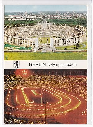 Bild des Verkufers fr AK Stadion Berlin Olympiastadion Zweibildkarte 1977 gelaufen zum Verkauf von GAENSAN Versandantiquariat