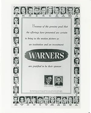 Seller image for Original photograph advertising the 1940-1941 season for Warners [Warner Brothers] Pictures for sale by Royal Books, Inc., ABAA