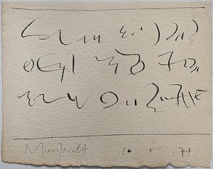 Bild des Verkufers fr Schriftzeichen. 16.5.[19]71. [Signierte Zeichnung, Tusche / signed drwaing, ink]. zum Verkauf von Antiquariat Lenzen