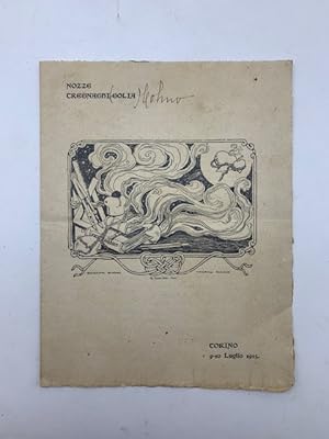 Bild des Verkufers fr Nozze Tregnaghi-Golia. Biscaretti disegno', Pitigrilli scrisse. Torino, 9-10 luglio 1915 zum Verkauf von Coenobium Libreria antiquaria